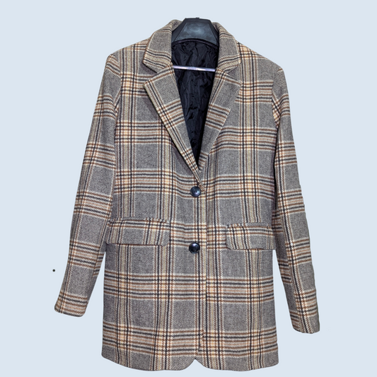 Checkered Wool Formal Blazer